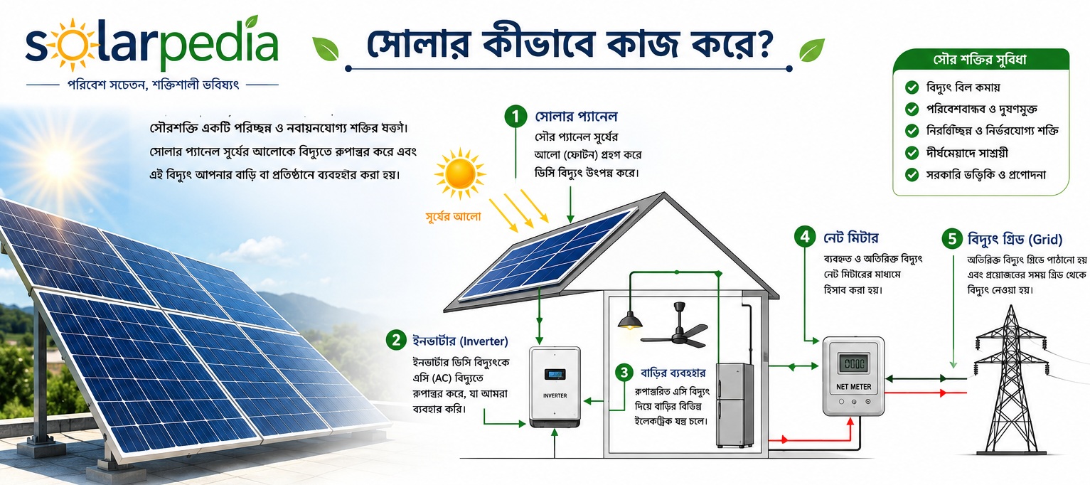 সৌর শক্তি কীভাবে কাজ করে